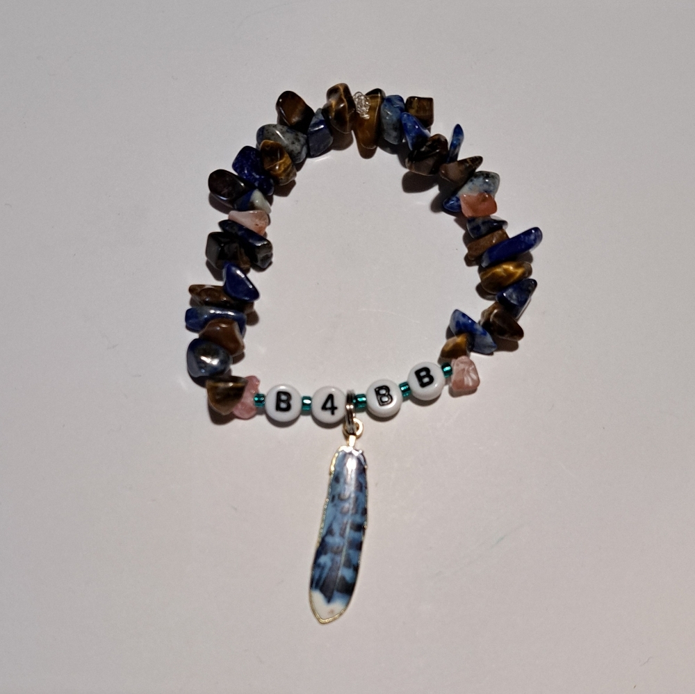 Handmade healing B4BB Feather Pendant Bracelet